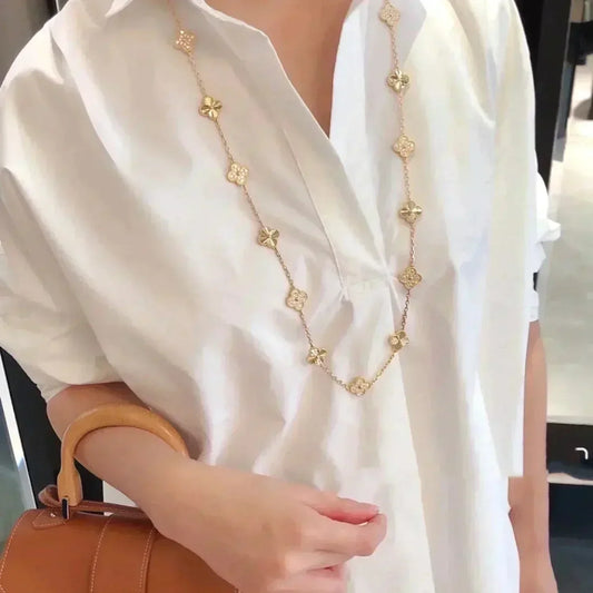 [Lumi Jewelry]CLOVER 20 MOTIFS LASER DIAMOND NECKLACE