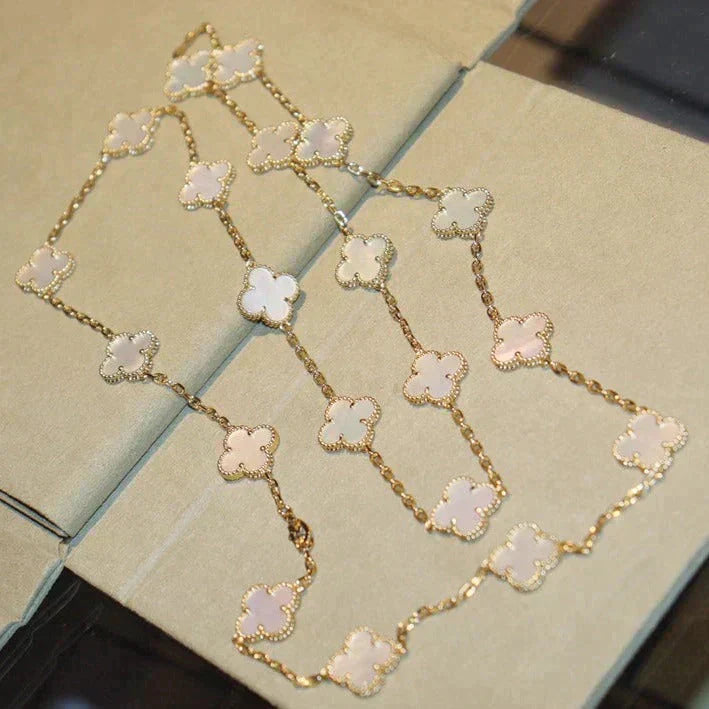 [Lumi Jewelry]CLOVER 20 MOTIFS WHITE MOP NECKLACE