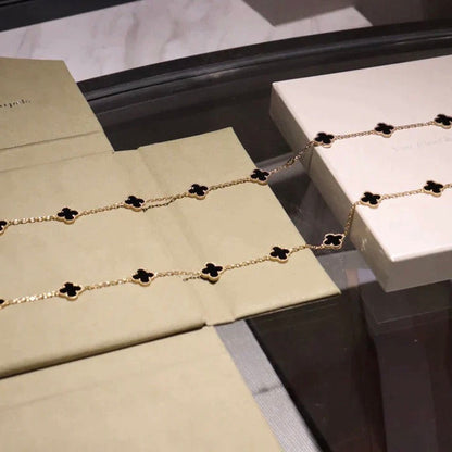 [Lumi Jewelry]CLOVER 20 MOTIFS ONYX NECKLACE