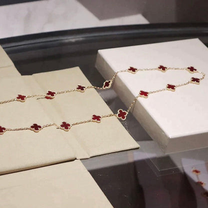 [Lumi Jewelry]CLOVER 20 MOTIFS CARNELIAN NECKLACE