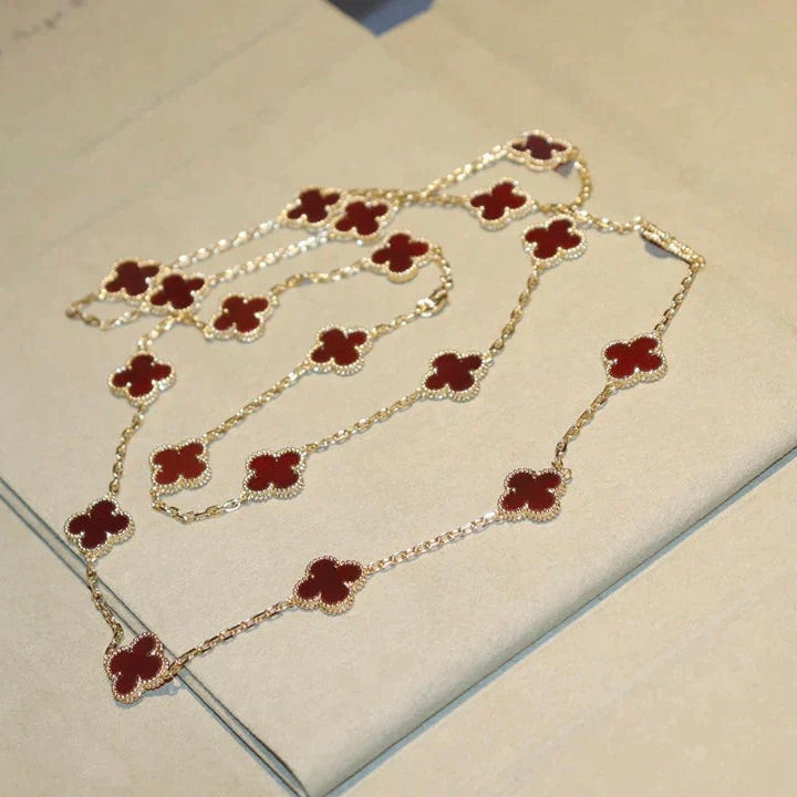 [Lumi Jewelry]CLOVER 20 MOTIFS CARNELIAN NECKLACE