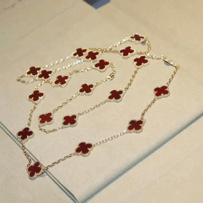 [Lumi Jewelry]CLOVER 20 MOTIFS CARNELIAN NECKLACE