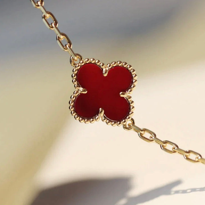 [Lumi Jewelry]CLOVER 20 MOTIFS CARNELIAN NECKLACE