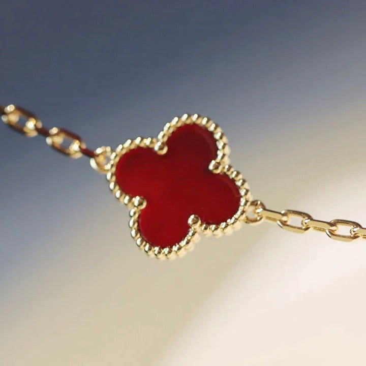 [Lumi Jewelry]CLOVER 20 MOTIFS CARNELIAN NECKLACE