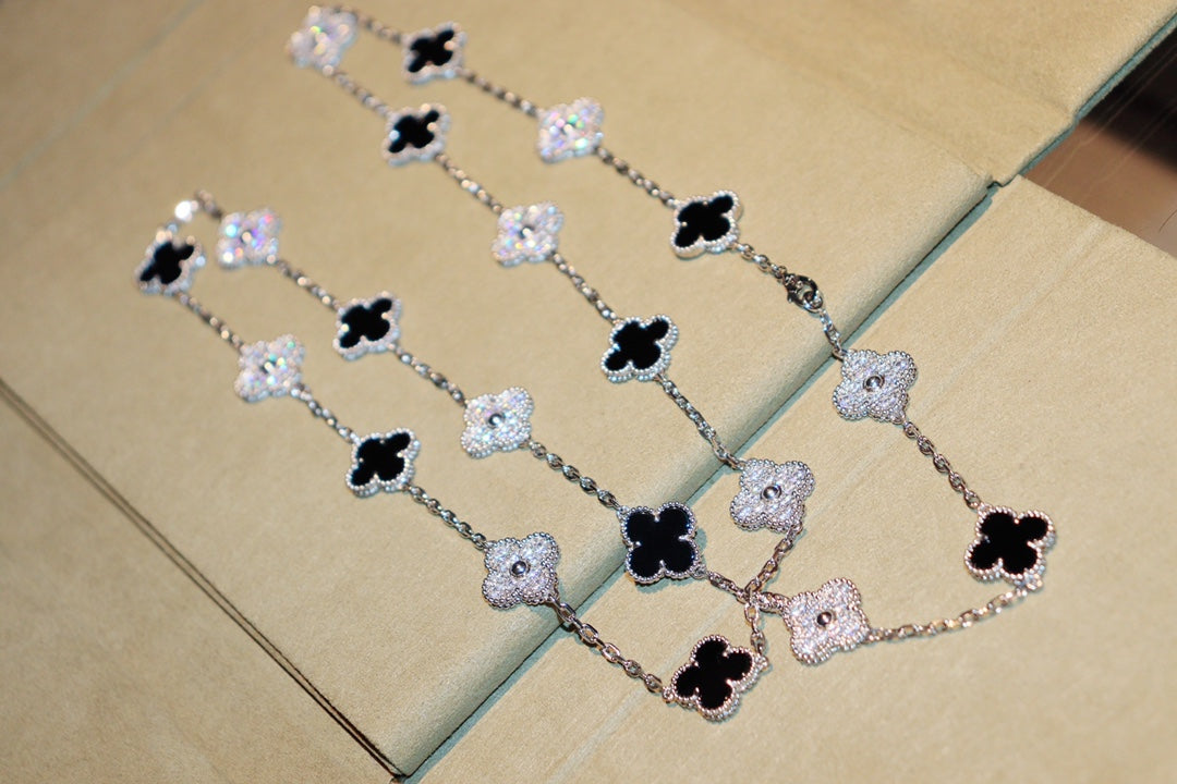 [Lumi Jewelry]CLOVER 20 MOTIFS ONYX DIAMOND SILVER