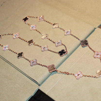 [Lumi Jewelry]CLOVER 20 MOTIFS DARK MOP DIAMOND  NECKLACE