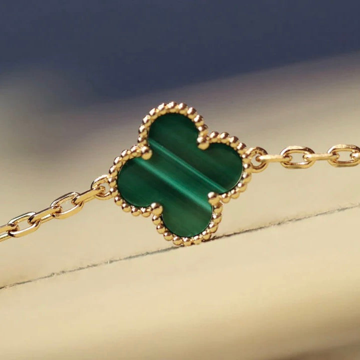[Lumi Jewelry]CLOVER 20 MOTIFS MALACHITE DIAMOND NECKLACE