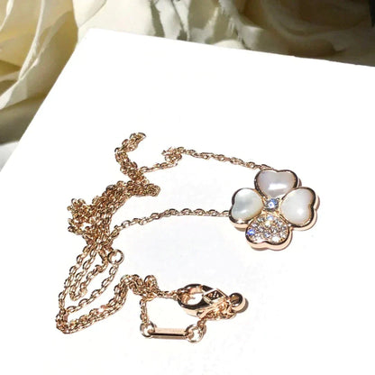 [Lumi Jewelry]CLOVER MOP DIAMOND ROSE GOLD NECKLACE