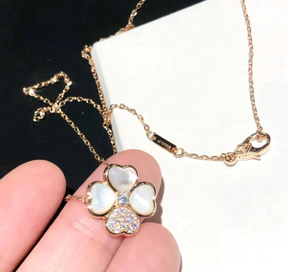[Lumi Jewelry]CLOVER MOP DIAMOND ROSE GOLD NECKLACE