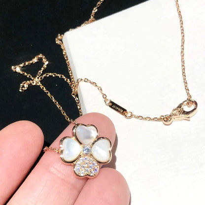 [Lumi Jewelry]CLOVER MOP DIAMOND ROSE GOLD NECKLACE