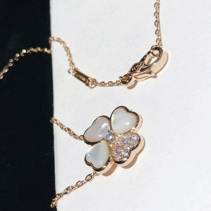 [Lumi Jewelry]CLOVER MOP DIAMOND ROSE GOLD NECKLACE