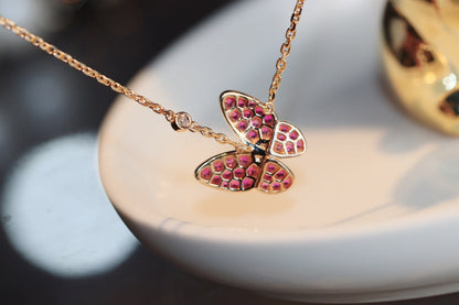[Lumi Jewelry]BUTTERFLY RED DIAMOND ROSE GOLD NECKLACE