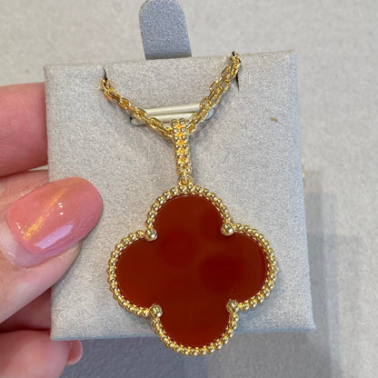 [Lumi Jewelry]CLOVER 25MM NECKLACE GOLD CARNELIAN