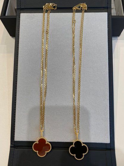 [Lumi Jewelry]CLOVER 25MM NECKLACE GOLD CARNELIAN