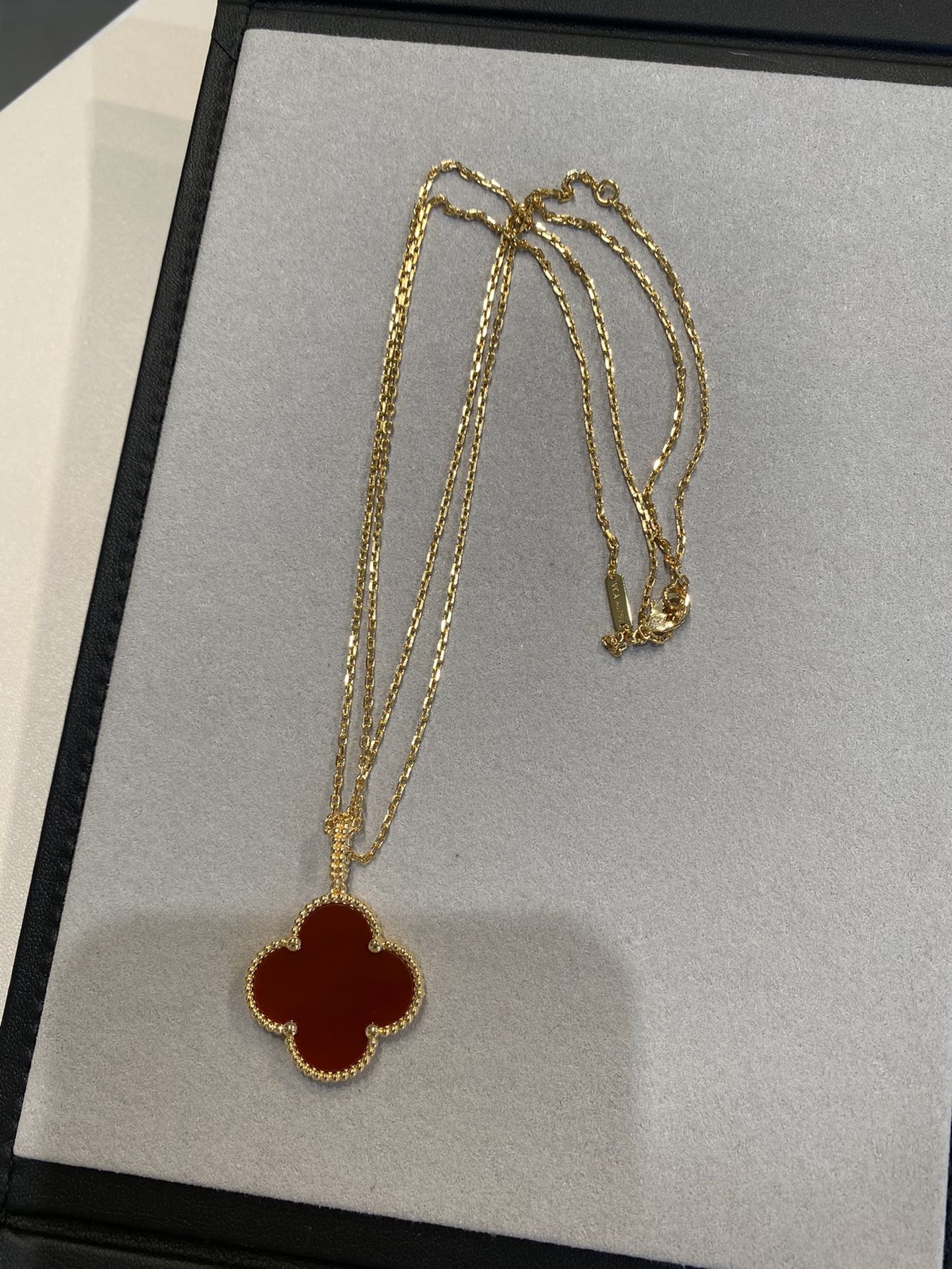[Lumi Jewelry]CLOVER 25MM NECKLACE GOLD CARNELIAN