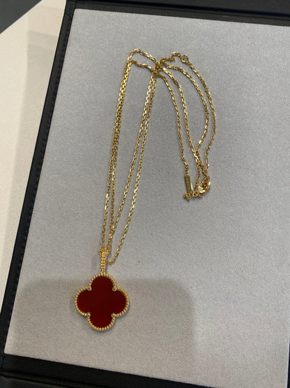 [Lumi Jewelry]CLOVER 25MM NECKLACE GOLD CARNELIAN