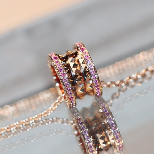 [Lumi Jewelry]ZERO 1 ROCK PINK GOLD PINK DIAMOND NECKLACE