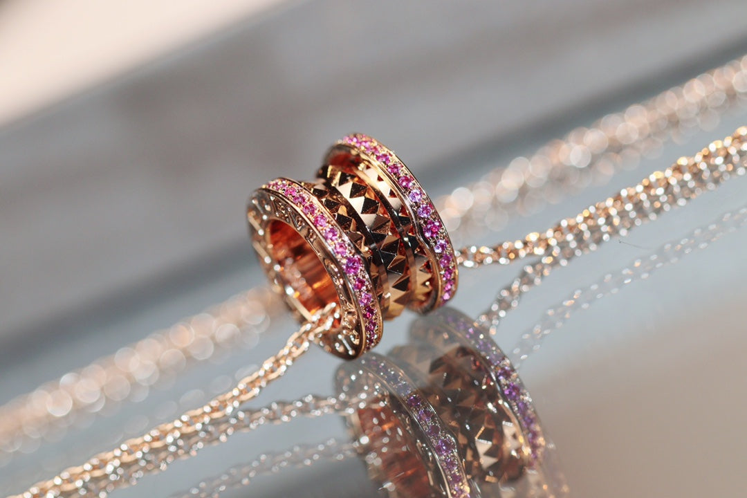 [Lumi Jewelry]ZERO 1 ROCK PINK GOLD PINK DIAMOND NECKLACE