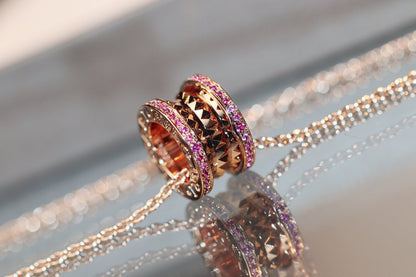 [Lumi Jewelry]ZERO 1 ROCK PINK GOLD PINK DIAMOND NECKLACE