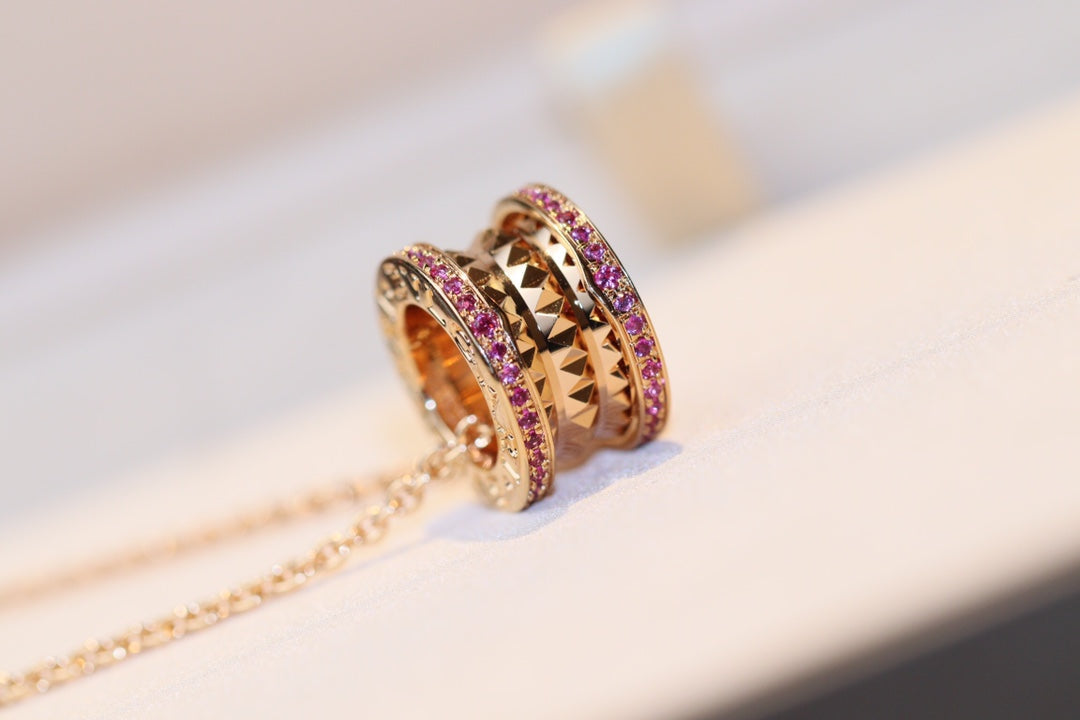 [Lumi Jewelry]ZERO 1 ROCK PINK GOLD PINK DIAMOND NECKLACE