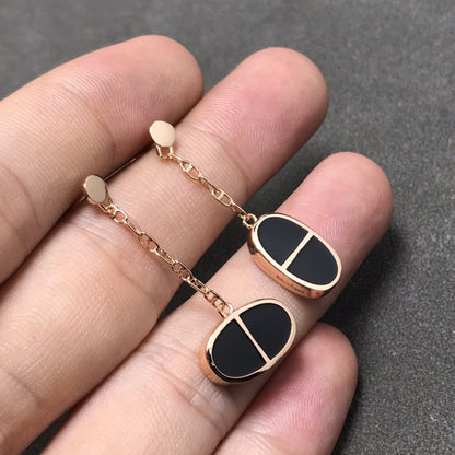[Lumi Jewelry]CHAINE VERSO BLACK CERAMIC SILVER EARRINGS