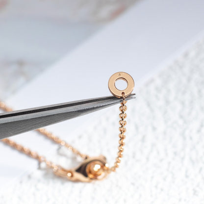 [Lumi Jewelry]ZERO 1 WHITE CERAMIC PINK GOLD DIAMOND NECKLACE