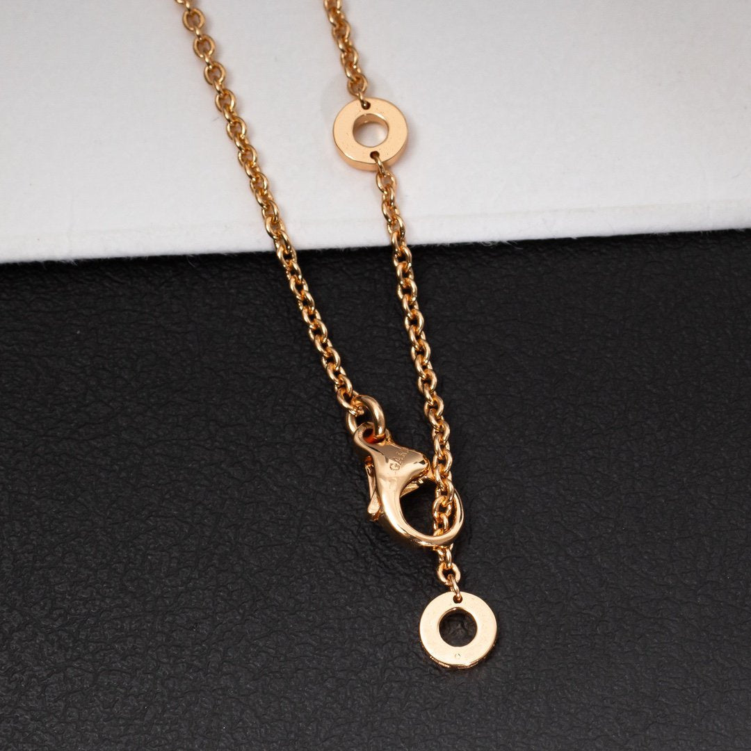 [Lumi Jewelry]ZERO 1 WHITE CERAMIC PINK GOLD DIAMOND NECKLACE