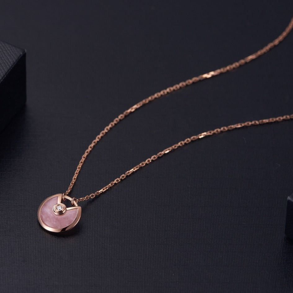 [Lumi Jewelry]AMULETTE ROSE GOLD PINK MOP NECKLACE