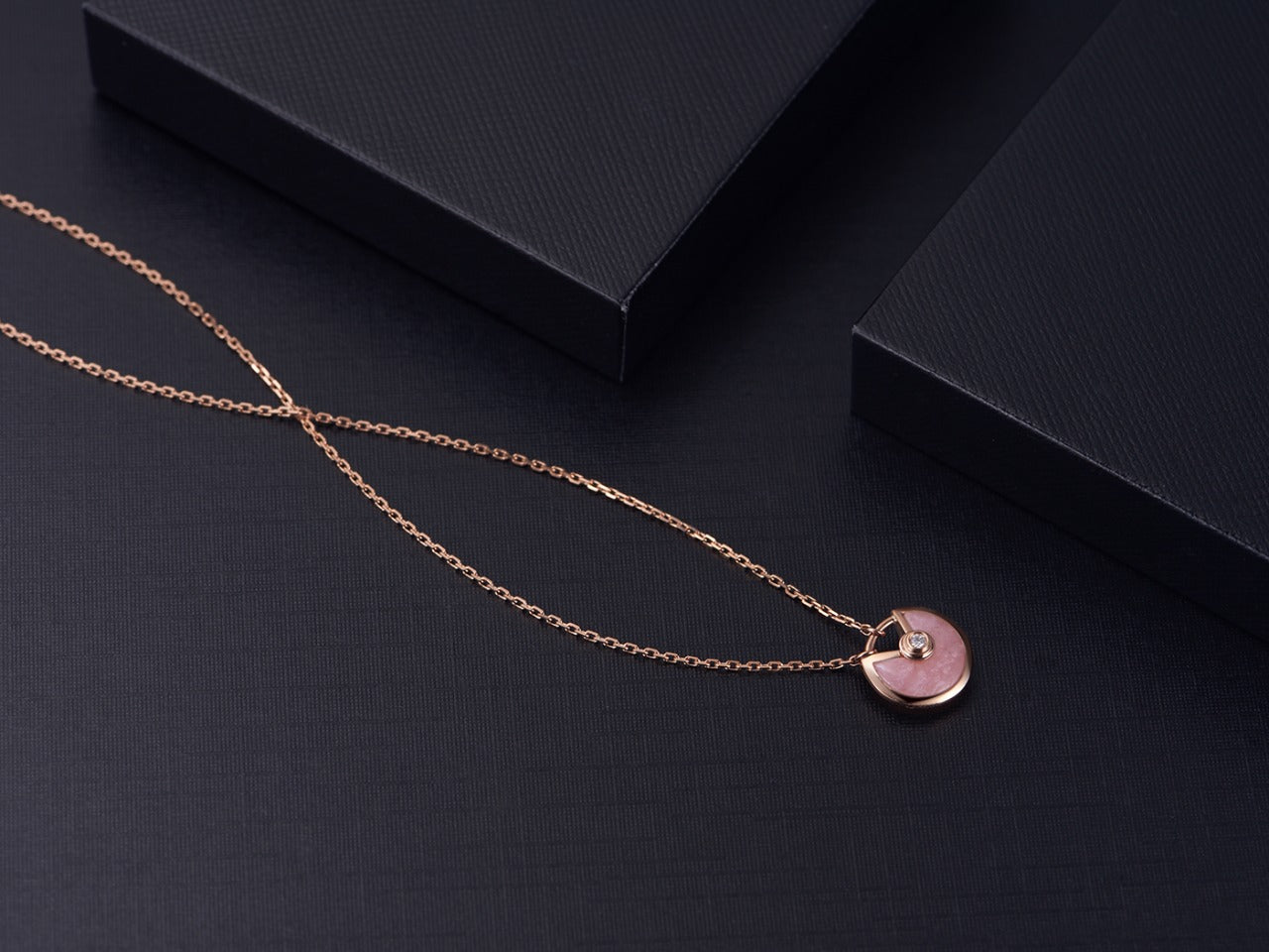 [Lumi Jewelry]AMULETTE ROSE GOLD PINK MOP NECKLACE