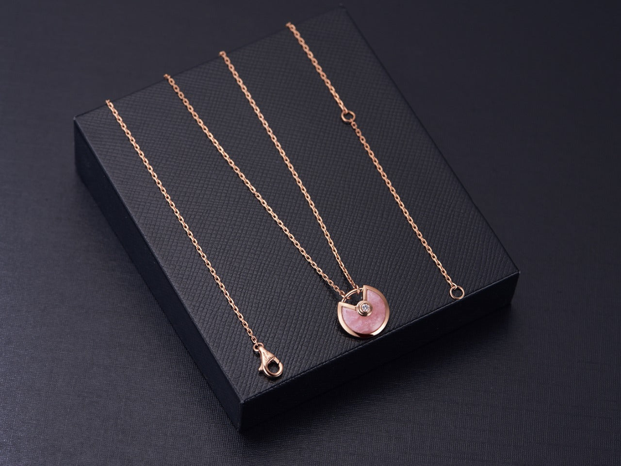 [Lumi Jewelry]AMULETTE ROSE GOLD PINK MOP NECKLACE