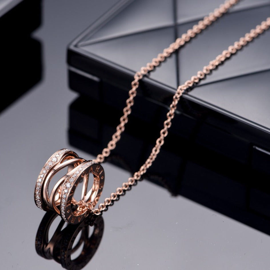 [Lumi Jewelry]ZERO 1 PINK GOLD DIAMOND OPEN NECKLACE
