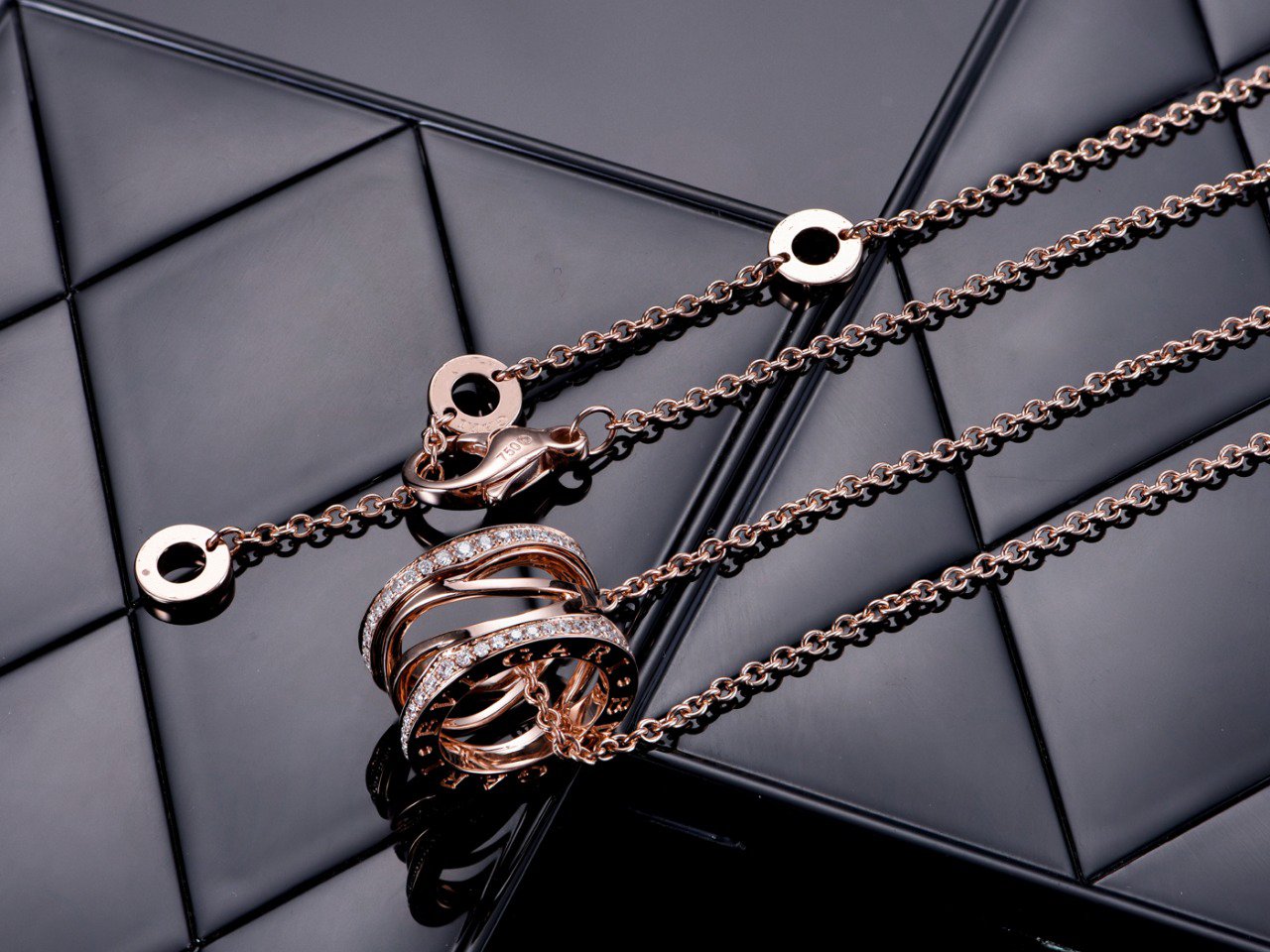 [Lumi Jewelry]ZERO 1 PINK GOLD DIAMOND OPEN NECKLACE