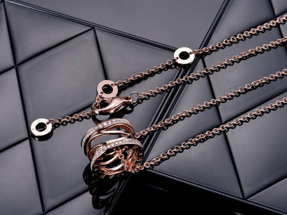 [Lumi Jewelry]ZERO 1 PINK GOLD DIAMOND OPEN NECKLACE