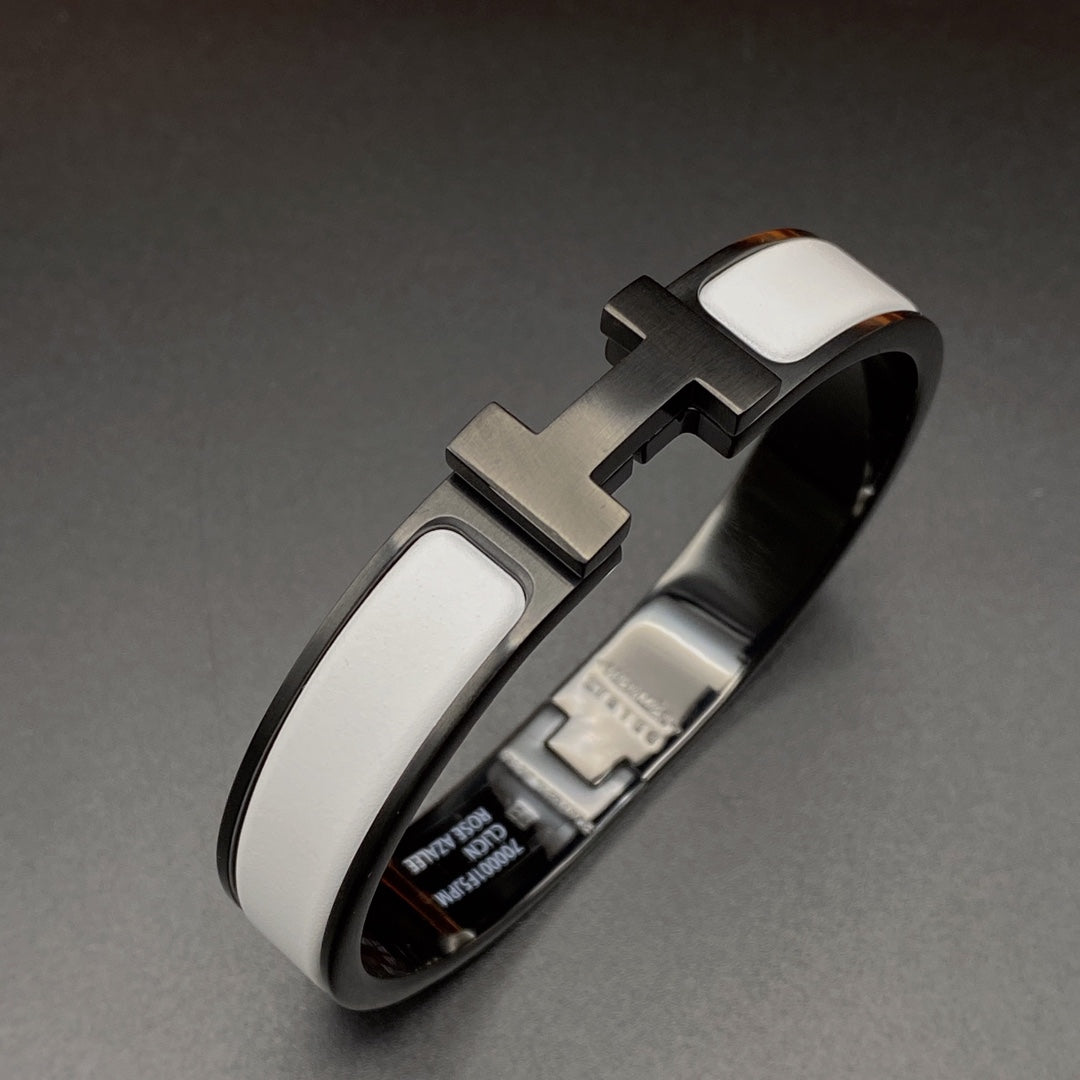 [Lumi Jewelry]H BRACELET 12MM BLACK WHITE CERAMIC