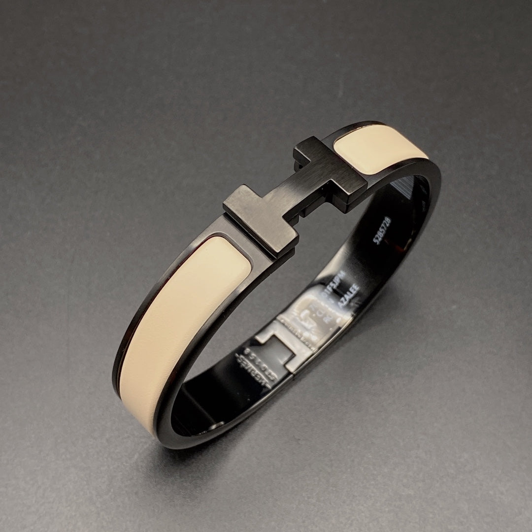 [Lumi Jewelry]H BRACELET 12MM BLACK BEIGE CERAMIC