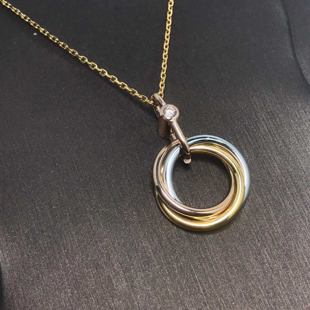 [Lumi Jewelry]TRINITY SILVER GOLD PINK GOLD NECKLACE