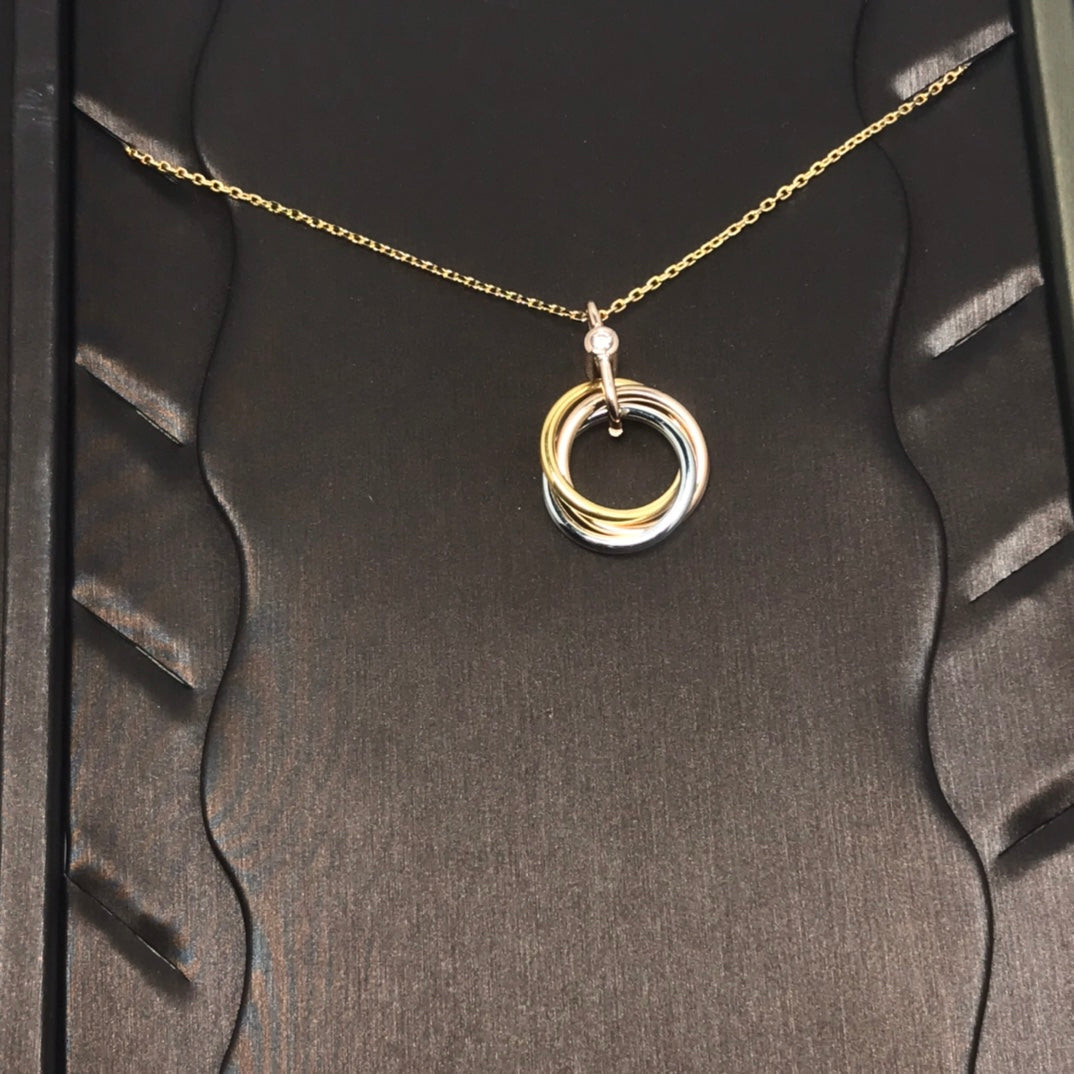 [Lumi Jewelry]TRINITY SILVER GOLD PINK GOLD NECKLACE