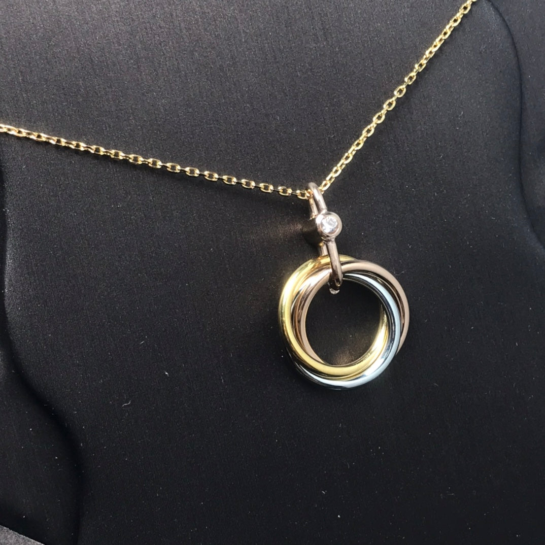 [Lumi Jewelry]TRINITY SILVER GOLD PINK GOLD NECKLACE