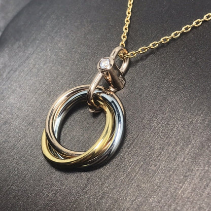 [Lumi Jewelry]TRINITY SILVER GOLD PINK GOLD NECKLACE