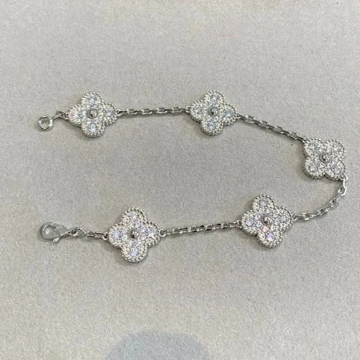 [Lumi Jewelry]CLOVER 5 MOTIFS  DIAMOND BRACELET SILVER