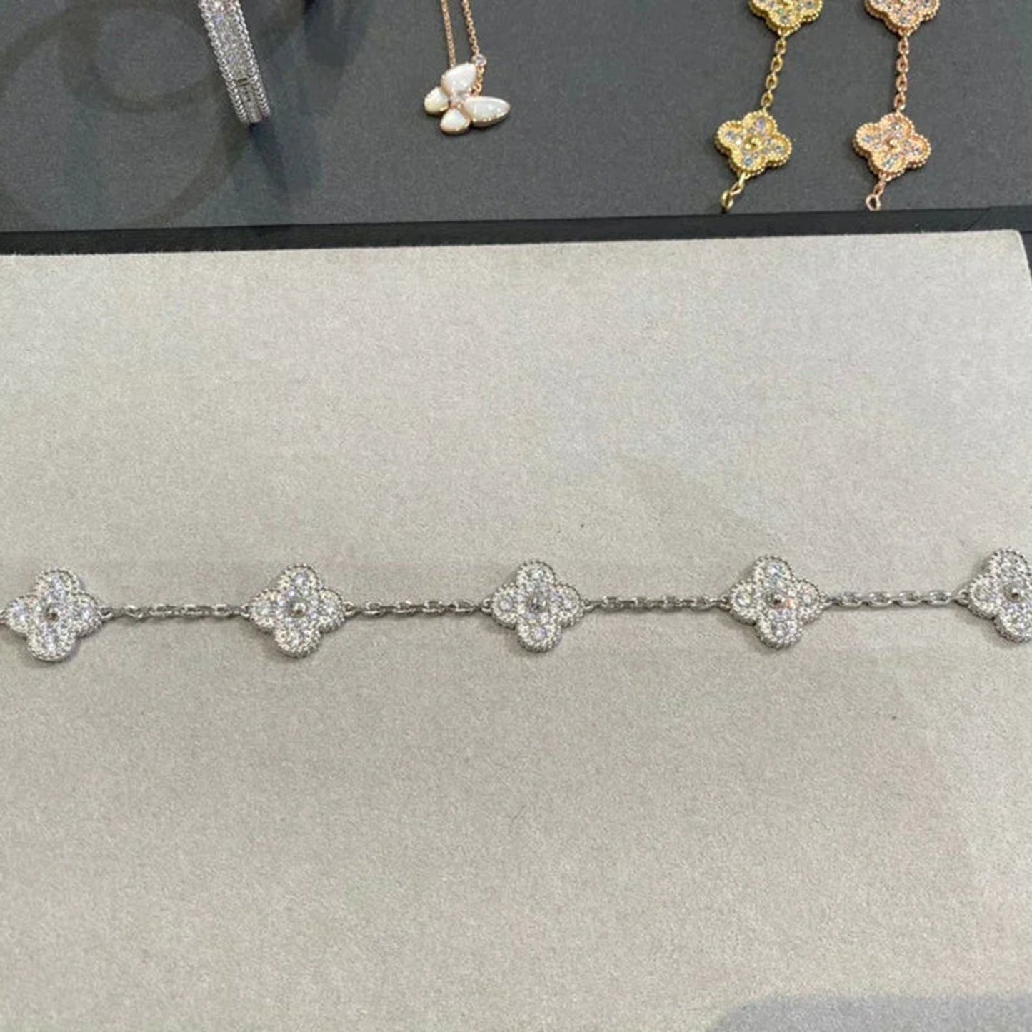 [Lumi Jewelry]CLOVER 5 MOTIFS  DIAMOND BRACELET SILVER
