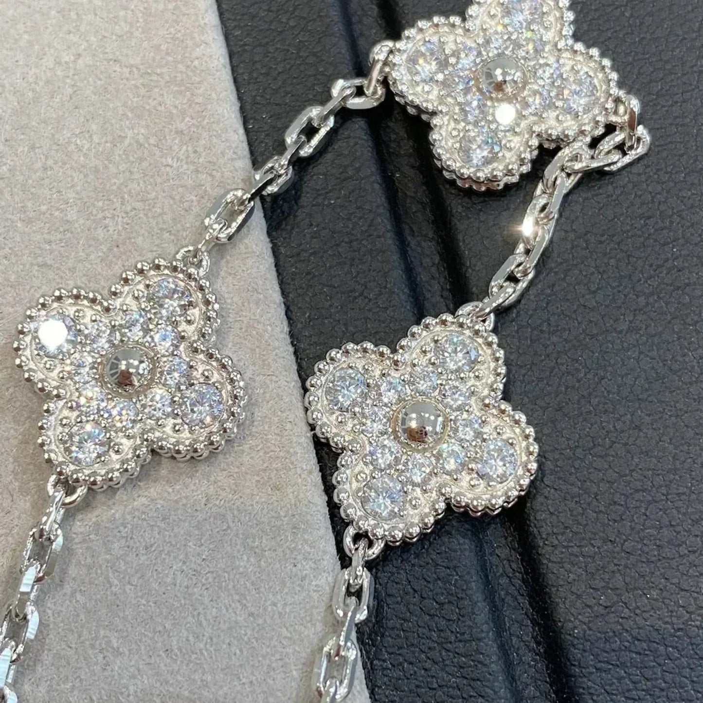 [Lumi Jewelry]CLOVER 5 MOTIFS  DIAMOND BRACELET SILVER