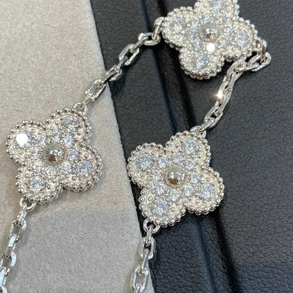 [Lumi Jewelry]CLOVER 5 MOTIFS  DIAMOND BRACELET SILVER