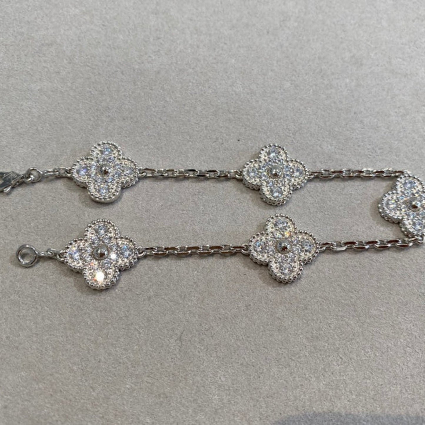 [Lumi Jewelry]CLOVER 5 MOTIFS  DIAMOND BRACELET SILVER