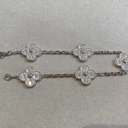 [Lumi Jewelry]CLOVER 5 MOTIFS  DIAMOND BRACELET SILVER