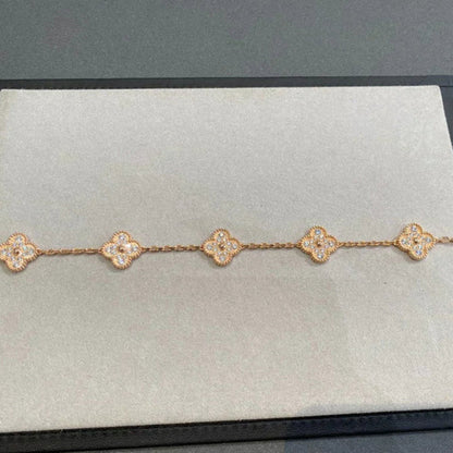 [Lumi Jewelry]CLOVER 5 MOTIFS  FULL DIAMOND BRACELET