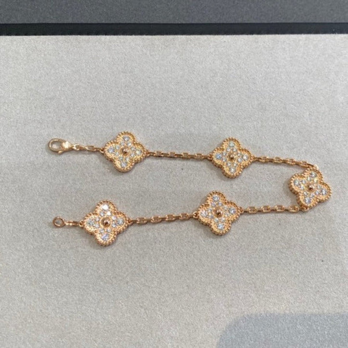 [Lumi Jewelry]CLOVER 5 MOTIFS  FULL DIAMOND BRACELET