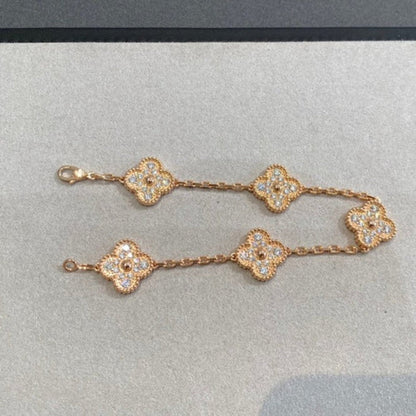 [Lumi Jewelry]CLOVER 5 MOTIFS  FULL DIAMOND BRACELET