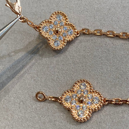 [Lumi Jewelry]CLOVER 5 MOTIFS  FULL DIAMOND BRACELET