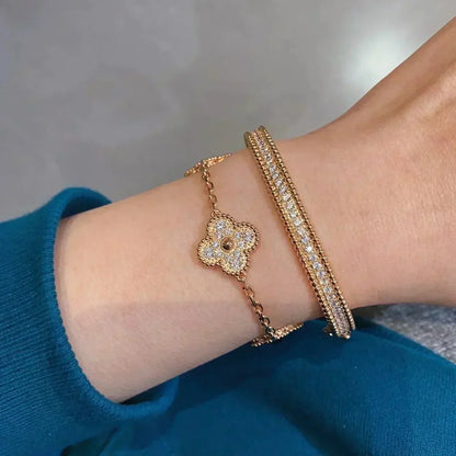 [Lumi Jewelry]CLOVER 5 MOTIFS  FULL DIAMOND BRACELET